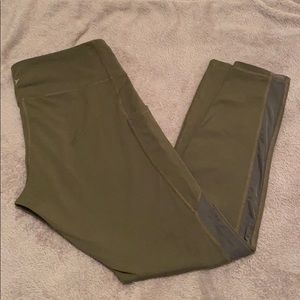 Ankle length army green active wear leggings
